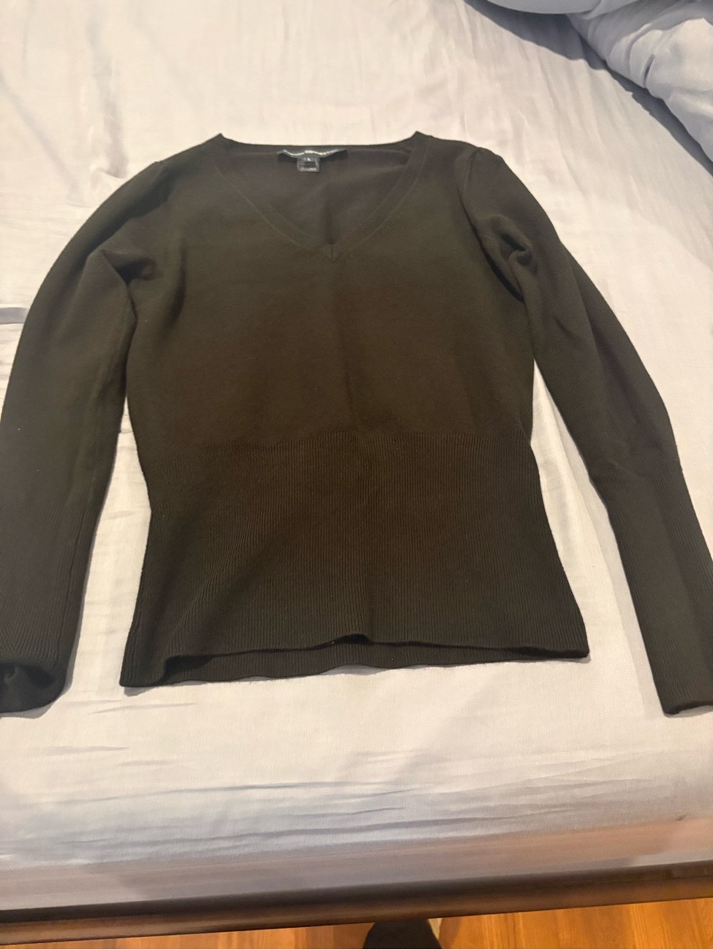French Connection Olive V-Neck Long Sleeve Top